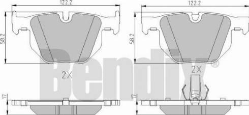 BENDIX 510596 - Комплект спирачно феродо, дискови спирачки vvparts.bg