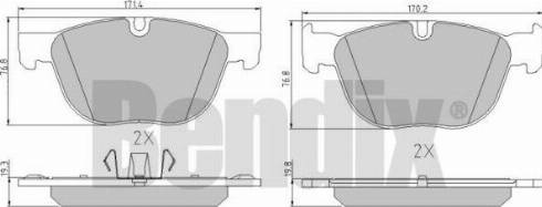 BENDIX 510597 - Комплект спирачно феродо, дискови спирачки vvparts.bg