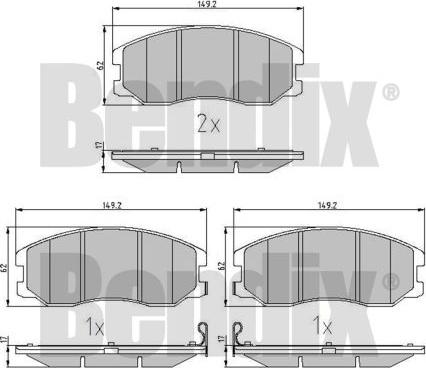 BENDIX 510548 - Комплект спирачно феродо, дискови спирачки vvparts.bg