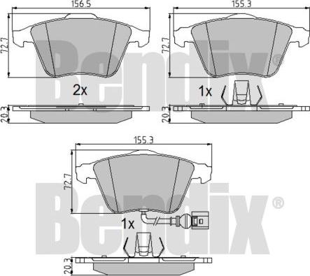 BENDIX 510551 - Комплект спирачно феродо, дискови спирачки vvparts.bg