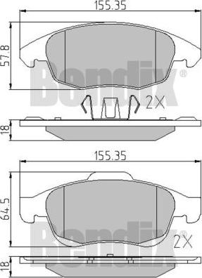 BENDIX 510565 - Комплект спирачно феродо, дискови спирачки vvparts.bg