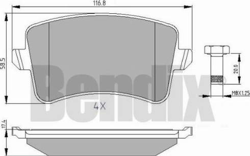 BENDIX 510566 - Комплект спирачно феродо, дискови спирачки vvparts.bg