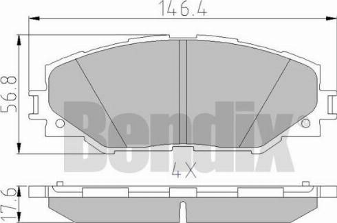 BENDIX 510500 - Комплект спирачно феродо, дискови спирачки vvparts.bg