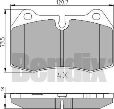 BENDIX 510501 - Комплект спирачно феродо, дискови спирачки vvparts.bg