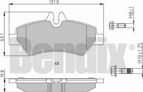 BENDIX 510518 - Комплект спирачно феродо, дискови спирачки vvparts.bg