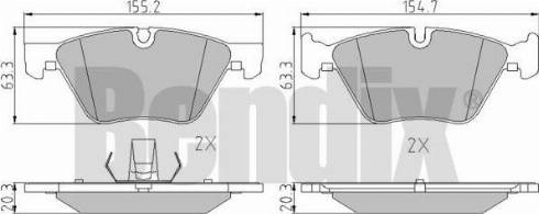 BENDIX 510512 - Комплект спирачно феродо, дискови спирачки vvparts.bg