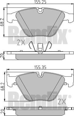 BENDIX 510587 - Комплект спирачно феродо, дискови спирачки vvparts.bg