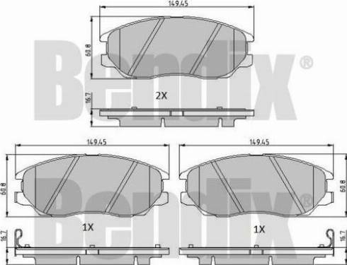 BENDIX 510536 - Комплект спирачно феродо, дискови спирачки vvparts.bg