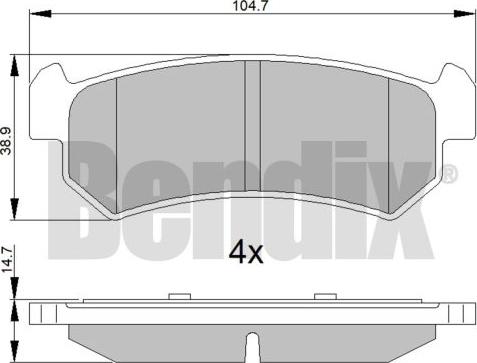 BENDIX 510524 - Комплект спирачно феродо, дискови спирачки vvparts.bg