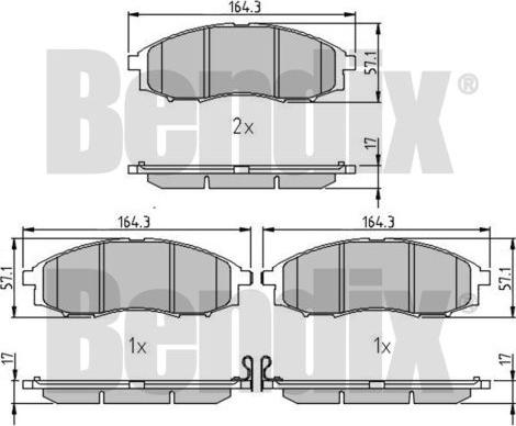 BENDIX 510521 - Комплект спирачно феродо, дискови спирачки vvparts.bg