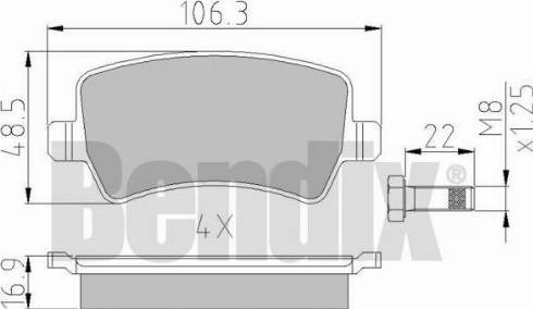 BENDIX 510528 - Комплект спирачно феродо, дискови спирачки vvparts.bg