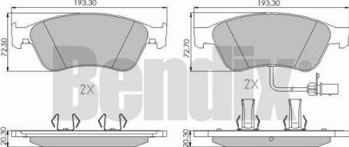 BENDIX 510576 - Комплект спирачно феродо, дискови спирачки vvparts.bg