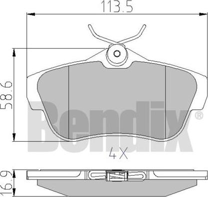 BENDIX 510572 - Комплект спирачно феродо, дискови спирачки vvparts.bg