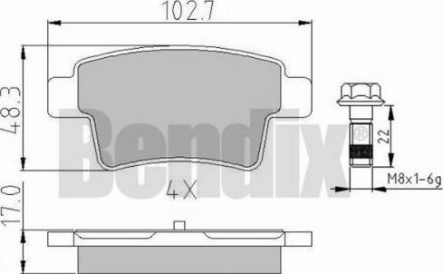 BENDIX 510651 - Комплект спирачно феродо, дискови спирачки vvparts.bg