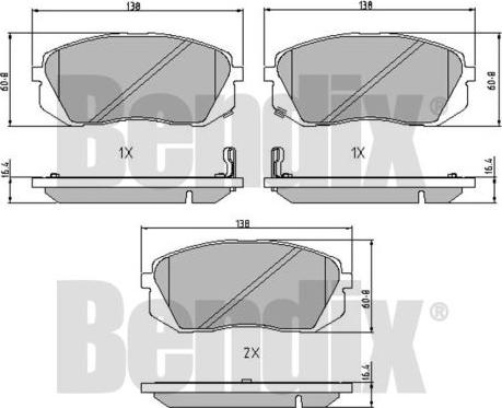 BENDIX 510664 - Комплект спирачно феродо, дискови спирачки vvparts.bg