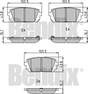 BENDIX 510665 - Комплект спирачно феродо, дискови спирачки vvparts.bg