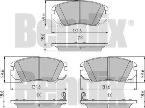 BENDIX 510660 - Комплект спирачно феродо, дискови спирачки vvparts.bg