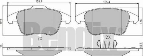 BENDIX 510609 - Комплект спирачно феродо, дискови спирачки vvparts.bg