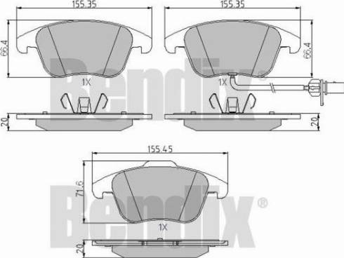 BENDIX 510605 - Комплект спирачно феродо, дискови спирачки vvparts.bg