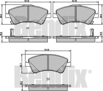 BENDIX 510608 - Комплект спирачно феродо, дискови спирачки vvparts.bg