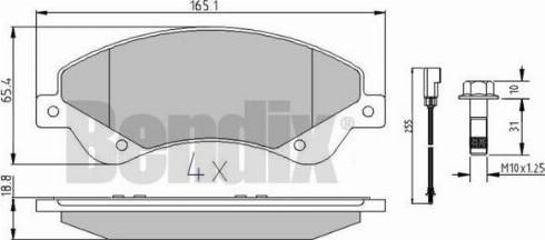 BENDIX 510615 - Комплект спирачно феродо, дискови спирачки vvparts.bg