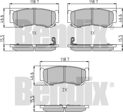 BENDIX 510687 - Комплект спирачно феродо, дискови спирачки vvparts.bg