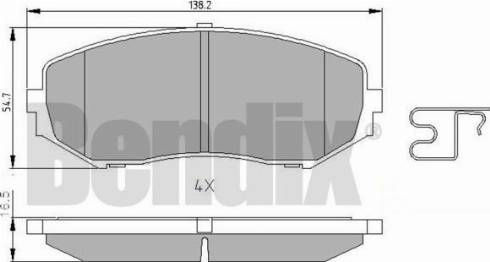 BENDIX 510624 - Комплект спирачно феродо, дискови спирачки vvparts.bg