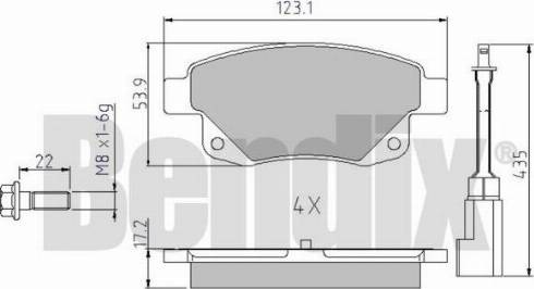 BENDIX 510620 - Комплект спирачно феродо, дискови спирачки vvparts.bg