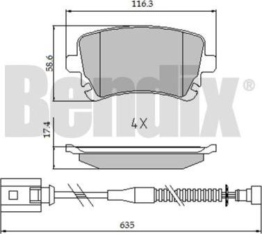 BENDIX 510621 - Комплект спирачно феродо, дискови спирачки vvparts.bg