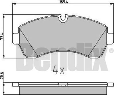 BENDIX 510670 - Комплект спирачно феродо, дискови спирачки vvparts.bg