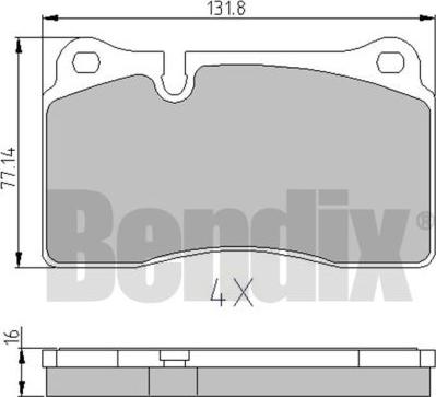 BENDIX 510671 - Комплект спирачно феродо, дискови спирачки vvparts.bg