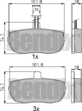 BENDIX 510044 - Комплект спирачно феродо, дискови спирачки vvparts.bg