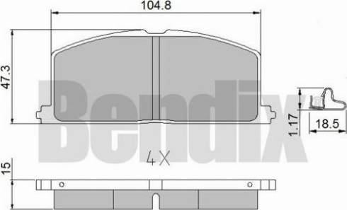 BENDIX 510052 - Комплект спирачно феродо, дискови спирачки vvparts.bg