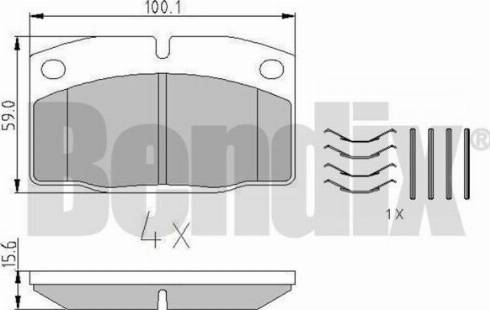 BENDIX 510016 - Комплект спирачно феродо, дискови спирачки vvparts.bg