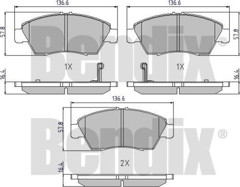 BENDIX 510080 - Комплект спирачно феродо, дискови спирачки vvparts.bg