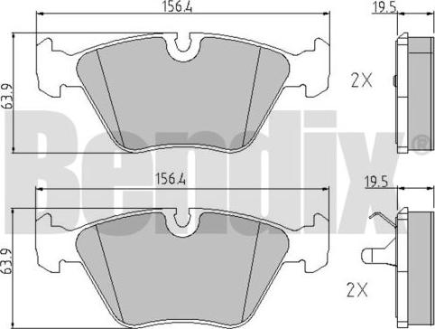 BENDIX 510074 - Комплект спирачно феродо, дискови спирачки vvparts.bg