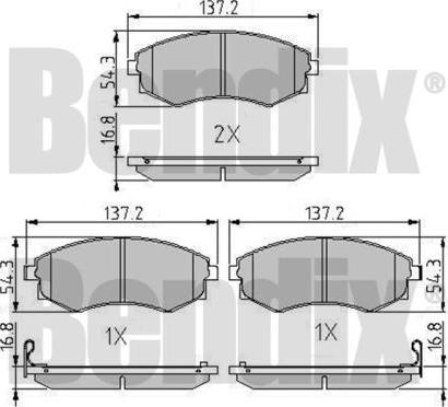 BENDIX 510072 - Комплект спирачно феродо, дискови спирачки vvparts.bg