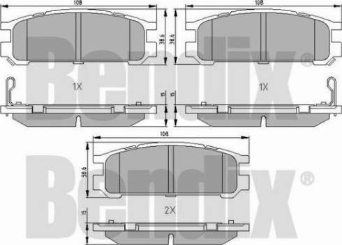 BENDIX 510144 - Комплект спирачно феродо, дискови спирачки vvparts.bg