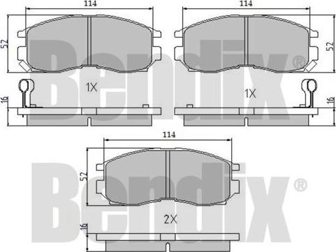 BENDIX 510141 - Комплект спирачно феродо, дискови спирачки vvparts.bg