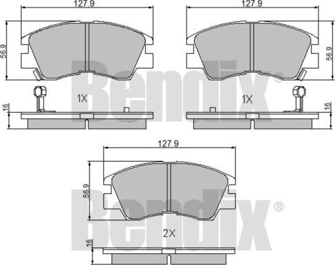 BENDIX 510143 - Комплект спирачно феродо, дискови спирачки vvparts.bg