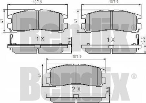 BENDIX 510142 - Комплект спирачно феродо, дискови спирачки vvparts.bg