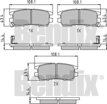 BENDIX 510147 - Комплект спирачно феродо, дискови спирачки vvparts.bg