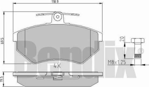 BENDIX 510159 - Комплект спирачно феродо, дискови спирачки vvparts.bg