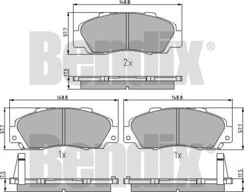 BENDIX 510157 - Комплект спирачно феродо, дискови спирачки vvparts.bg