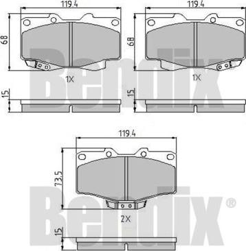 BENDIX 510105 - Комплект спирачно феродо, дискови спирачки vvparts.bg