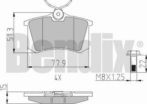 BENDIX 510106 - Комплект спирачно феродо, дискови спирачки vvparts.bg