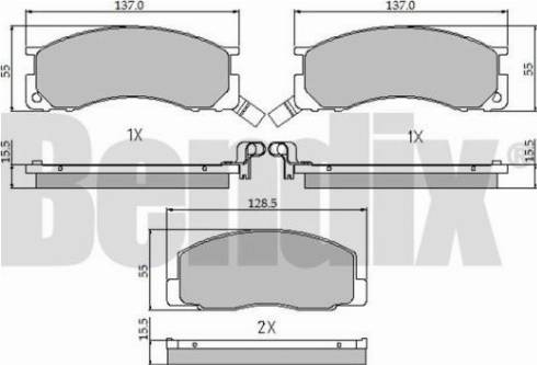 BENDIX 510184 - Комплект спирачно феродо, дискови спирачки vvparts.bg