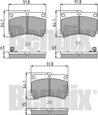 BENDIX 510135 - Комплект спирачно феродо, дискови спирачки vvparts.bg