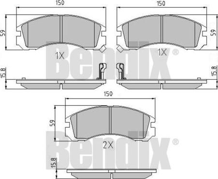 BENDIX 510136 - Комплект спирачно феродо, дискови спирачки vvparts.bg