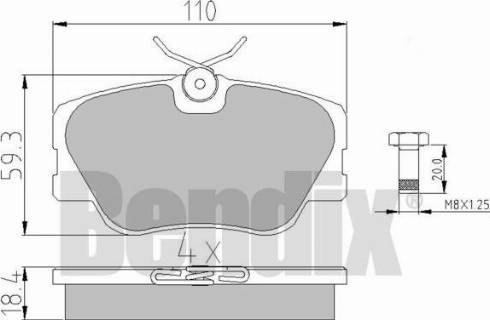 BENDIX 510129 - Комплект спирачно феродо, дискови спирачки vvparts.bg